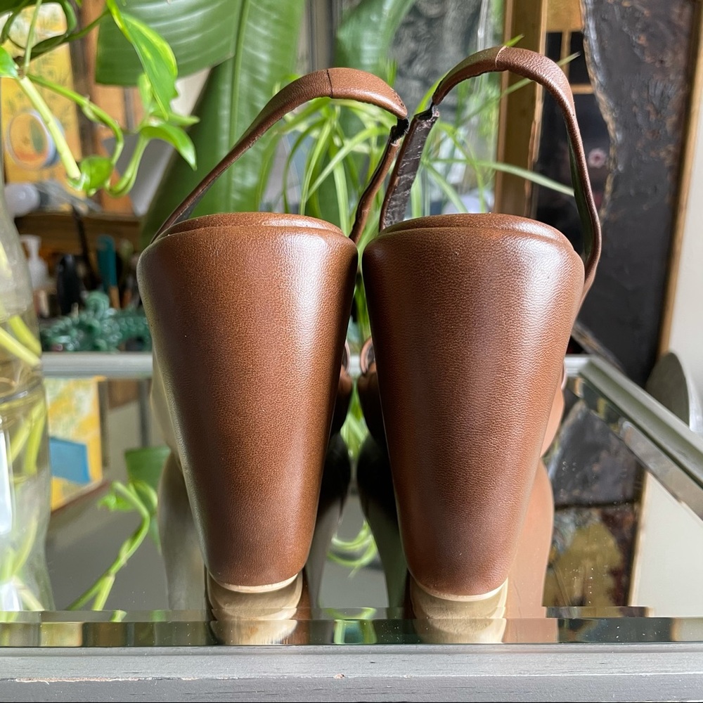 Prada
Brown Leather Slingback Wedge 
Sandals 
38.5 - Picture 8 of 16
